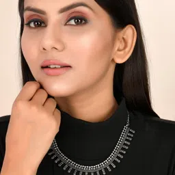 NAMAN ARTS Silver Plated Oxidised Statement Necklace-picture-40
