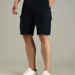 Tommy Hilfiger Navy Cotton Regular Fit Cargo Shorts image 3