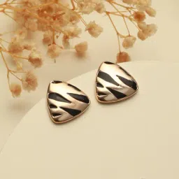 Priyaasi Rose Gold-Plated Triangular Striped Design Stud Earrings for Women-picture-15