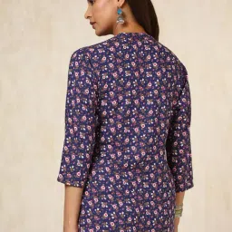 Soch Navy Rayon Regular Fit Floral Top image 2
