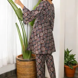 MANVAAR JAIPUR Printed Pure Cotton Kaftan Tunic With Trousers image 5