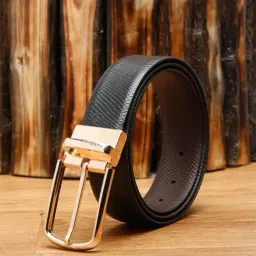 Louis Stitch Black Textured Leather Reversible Belt for Men-picture-44