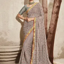 Saree Mall Grey Embellished Sarees With Unstitched Blouse-picture-10