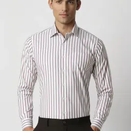 Van Heusen White Cotton Slim Fit Striped Shirt-picture-39