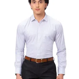 Park Avenue Violet Cotton Slim Fit Striped Shirt-image-37