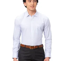 Park Avenue Blue Cotton Slim Fit Checks Shirt-picture-26