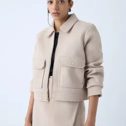 Wardrobe by Westside Beige Faux Suede Jacket-picture-14