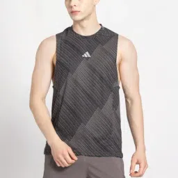 Adidas Brown Slim Fit Printed Tank Tee-image-9