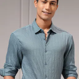 HIGHLANDER Men Jacquard Textured Casual Cotton Shirt-picture-26