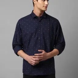 Louis Philippe Jeans Navy Cotton Slim Fit Printed Shirt-picture-41