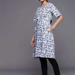 Biba Ethnic Motifs Printed Pure Cotton Kurta With Belt image 5