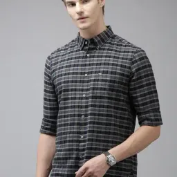 The Bear House Blue & Grey Slim Fit Check Cotton Shirt-picture-33