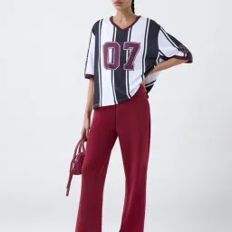 studiofit women Studiofit by Westside Black Striped Jersey T-Shirt image 3