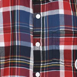 MINI KLUB Boys Red & Blue Regular Fit Checked Casual Shirt image 3