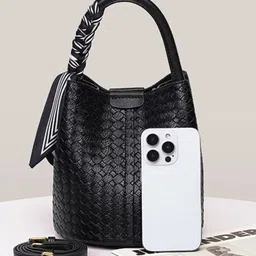 CORSICA Textured PU Bucket Tote Bag with Tasselled-image-56