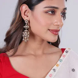 VATSALYA creation Gold-Plated Alloy Artificial Stones Earrings image 4