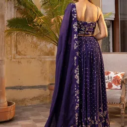 DREAM EXPORTER Embroidered Sequinned Semi-Stitched Lehenga & Blouse With Dupatta image 2