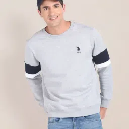 U.S. Polo Assn. Grey Cotton Regular Fit Heathered Sweatshirt-picture-16