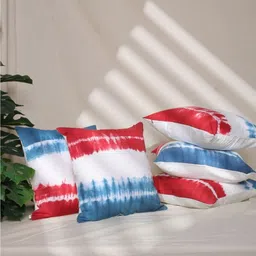 SLEEPY THREADS Blue & White 4 Pieces Printed Cotton Square Cushion Covers image 4