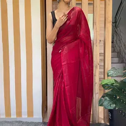 HERE&NOW Poly Georgette Ready to Wear Saree image 4