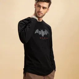 bewakoof Official DC Merchandise Batman Men's 100% Cotton Printed Regular Fit Round Neck T-Shirt image 3
