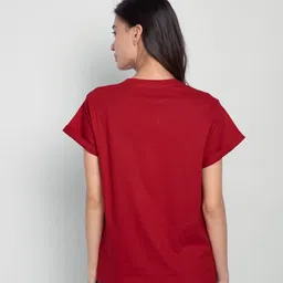 bewakoof Women's Letter Print Relaxed Fit T-Shirt image 2