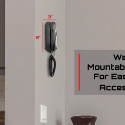 Packard Bell Corded Phone Slimline Handset Telephone Works in Power Outages Lighted Caller ID Speed Dial Landline Phone Wall Mountable - Black image 2