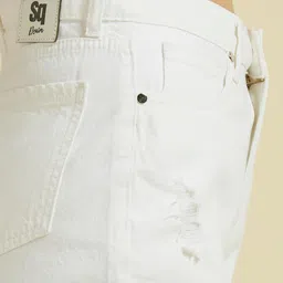 style quotient Women White High Rise Denim Shorts image 2