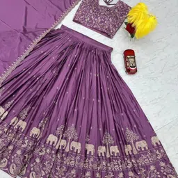 Embroidery Work Semi-Stitched Lehenga Choli for Women with Dupatta image 4