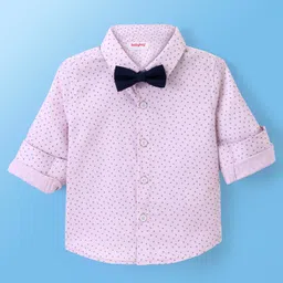 Babyhug Full Sleeves Party Wear Shirt with Bow Butterfly Print - Light Pink-picture-11