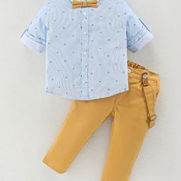ToffyHouse Full Sleeves Shirt With Trouser & Suspenders With Car Print - Brown & Blue-picture-40