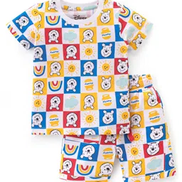 Babyhug Disney 100% Cotton Knit Single Jersey Half Sleeve Night Suit With Winnie The Pooh Print - Multicolour-picture-18