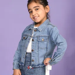 Superminis Full Sleeves Solid Denim Jacket - Light Blue-picture-14