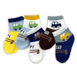ZQBIEE Pack Of 5 Car Designed Colour Blocked Socks - Yellow & Blue-picture-26