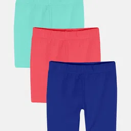 Kiddopanti Pack Of 3 Solid Cycling Shorts - Aqua Blue Coral & Royal Blue-picture-33