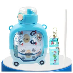 New Pinch Cartoon Bear Kids Water Bottle Cute Plastic Water Bottle with Straw Large Capacity Portable for Children- Pack of 1- Color May Vary - 1000 ml-picture-16