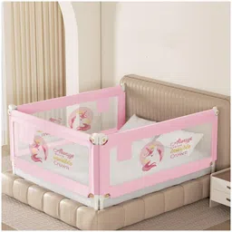 Kids Station Foldable Bed Safety Rail with Storage Pocket 3 Side, Pink (180 x 150 cm, Height 80 cm) Adjustable Guard for Queen Size Bed (6ft x 5ft), Patently Crafted-picture-11