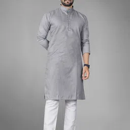Attigo Mandarin Collar Straight Kurta With Pyjama-picture-24