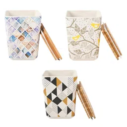 Earthism Eco Friendly Bamboo Fibre Canister Pack Of 3 - Multicolor image 2