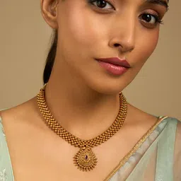 Kushal's Fashion Jewellery Gold-Plated Artificial Stones Studded Antique Necklace-picture-30