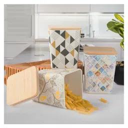 Earthism Eco Friendly Bamboo Fibre Canister Pack Of 3 - Multicolor image 3