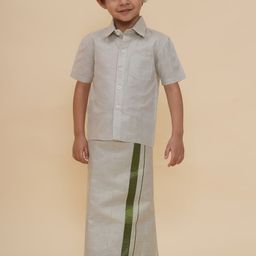 Sethukrishna Boys Short Sleeves Tissue Shirt With Veshti-picture-47