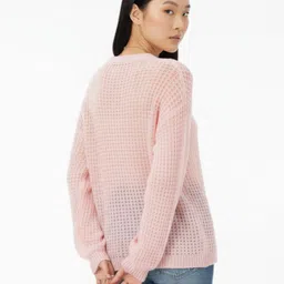 glitchez Open-Knit Sheer Drop-Shoulder Pullover image 5