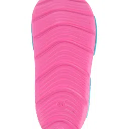 Yellow Bee Bow Designed Polka Dots Printed Double Velcro Closure Sandals - Blue & Pink image 5