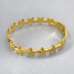 MISS ASTUTE Stainless Steel Gold-Plated Artificial Stones Studded Bangle-Style Bracelet image 1