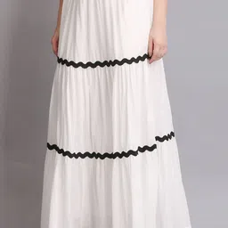 SWISHIN Pure Cotton Ric Rack lace Flared Maxi Skirt image 3