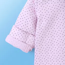 Babyhug Full Sleeves Party Wear Shirt with Bow Butterfly Print - Light Pink image 5