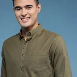 HERE&NOW Slim Fit Self Design Textured Pure Cotton Casual Shirt image 2