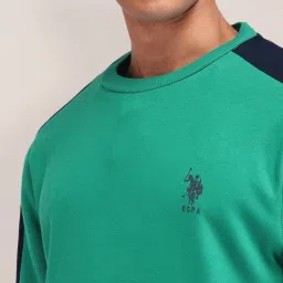 U.S. Polo Assn. Green Regular Fit Colour Block Sweatshirt image 5