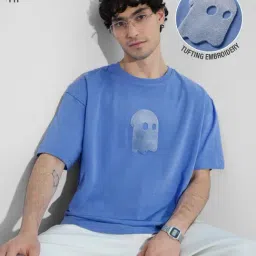 The Souled Store Blue Cotton Loose Fit Printed T-Shirt-picture-36